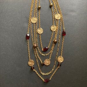 5-Strand Necklace/Beads & Textured Matte Discs/Toggle Closure/Shortest is 18 In.